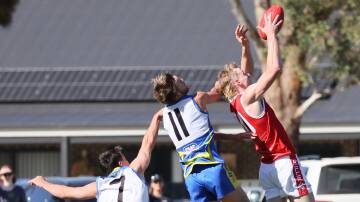 Sam Stening finished with five goals in Collingullie-Wagga's 61-point win over MCUE on Saturday. Picture by Les Smith