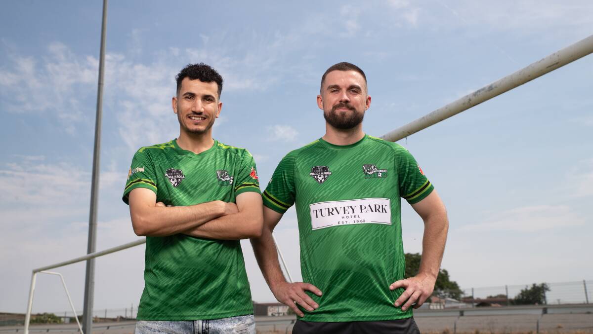 Faisal Sulaiman and Nick Forsyth will join forces to coach South Wagga's men's first and second grade soccer teams in 2024. Picture by Madeline Begley