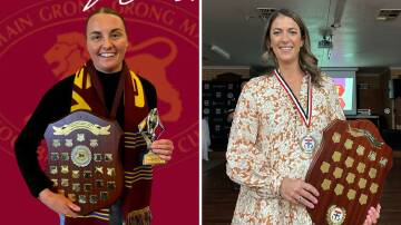 Ganmain-Grong Grong-Matong best and fairest winner Prue Walsh and North Wagga best and fairest winner Sarah Harmer. Pictures supplied
