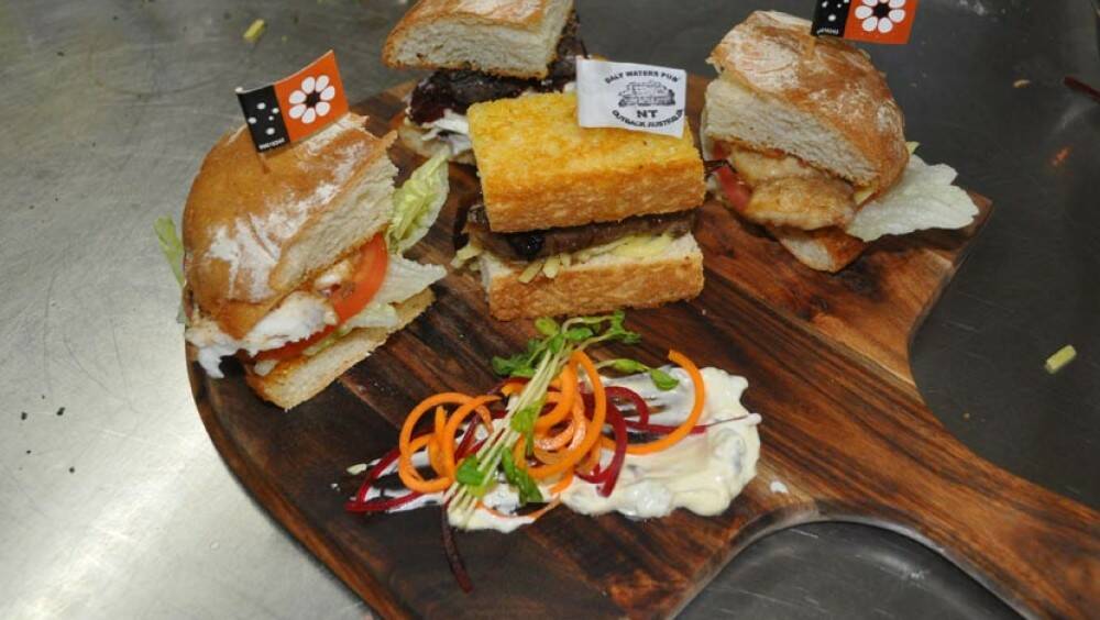 The sliders from the famous Daly Waters Pub include many creatures of the wild, including kangaroo, buffalo, crocodile and barramundi 