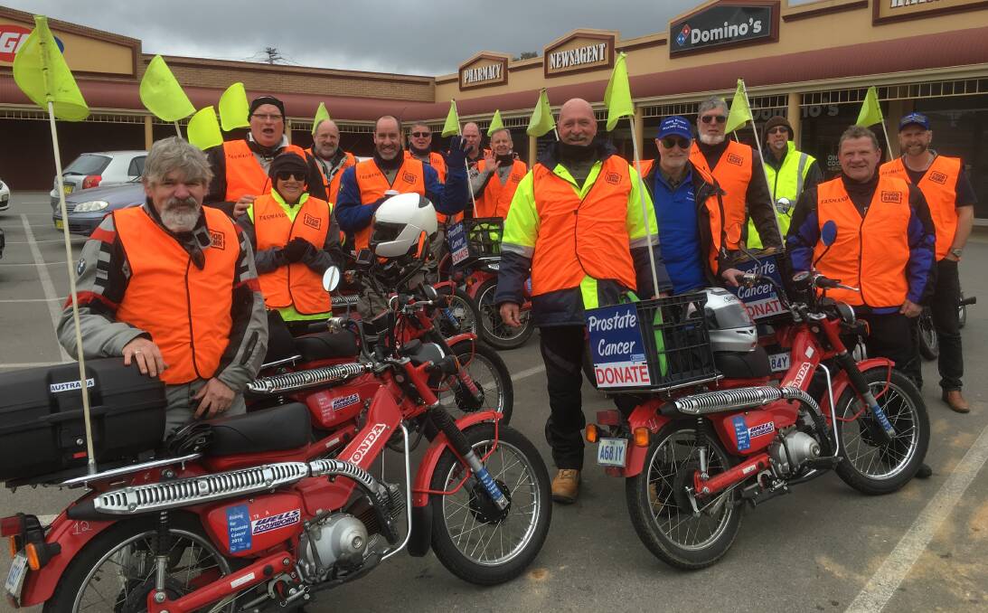 RIDING FOR A CAUSE: Twelve volunteer riders and six support crew passed through Wagga this week on Riding Posties for Prostate.