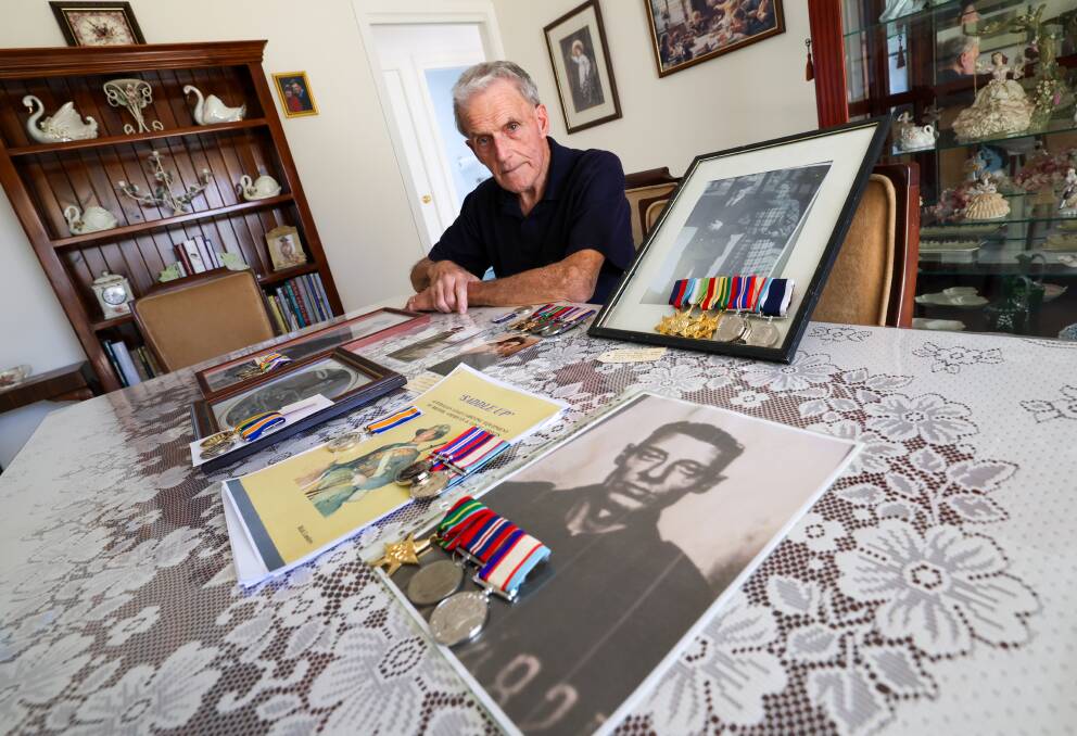 Wagga's David Parkin has been collecting his family's war memorabilia for the past several years including various medals. Picture by Les Smith 