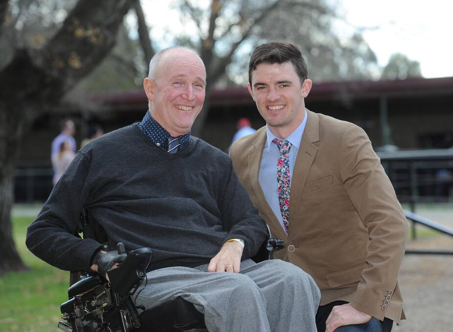 Event success: Former Wagga man Peter Worsley with Ag Races president Will Whiteley at this year's race meet. Picture: Laura Hardwick 