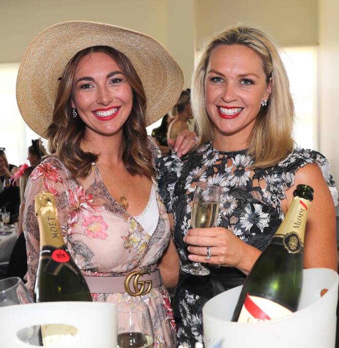 GLAM DAY: Rebecca Skippen and Lauren O'Hara at the annual Mater Dei Ladies' Melbourne Cup luncheon at the Wagga Country Club last week. Picture: Les Smith