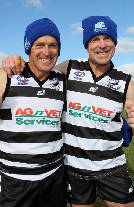 BROTHERS: Chris and Terry Daniher at Ungarie Football Club's 100th anniversary celebrations at the weekend. 