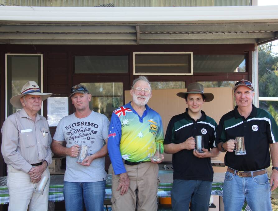 CHAMPIONS: Greg Warrian, Darren Bradley, Mike Halloran, Jeremy Westblade and Scott Brindley relax after a winning weekend with Explorers Rifle Club. 
