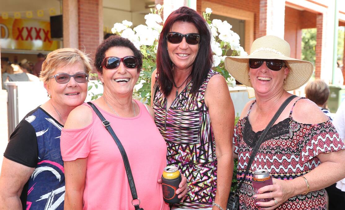 ROCK ON: Margie Cook, Jerilderie, Jan Young, Jerilderie, Janine Evans, Coleambally, and Karyn Kenyon, Wagga at Rock at the Races last weekend. Picture: Kieren L Tilly