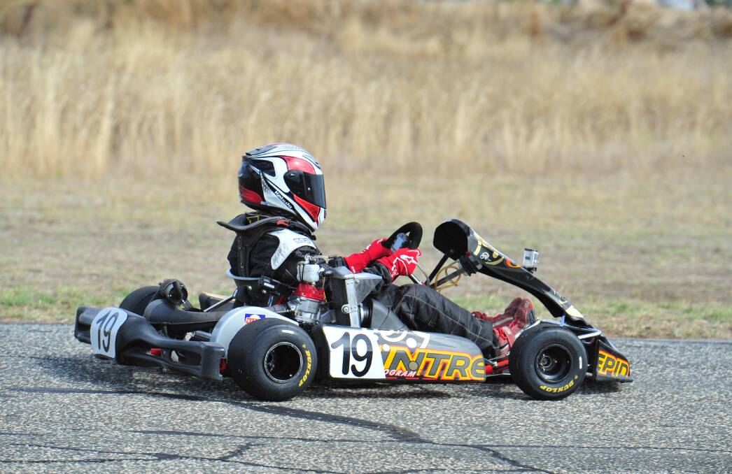DRIVE: Cooper Allen at the Wagga Kart Racing Club for the Southern Star Series.