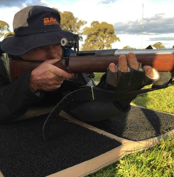 UP CLOSE: Neville Lyons takes aim during the Explorers Rifle Club meet at the weekend. Picture: Contributed