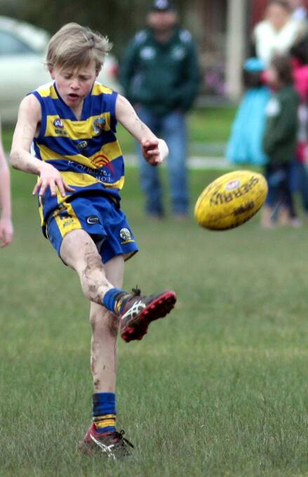SOLID: Xavier McDermott in the under 11s Coolamon and MCUE match. Picture: Les Smith