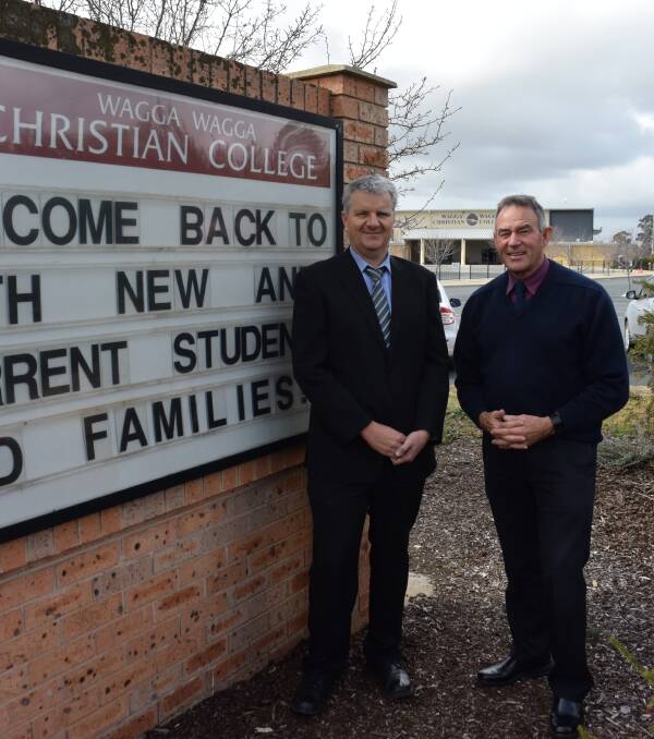 LEADERSHIP TEAM: New deputy principal at Wagga Christian College Phillip Wilson (left) with principal Hugh McCallum.