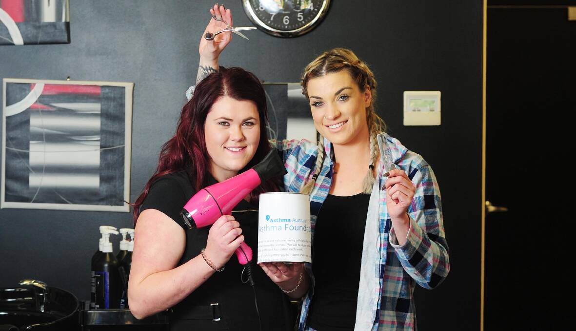SNIP AND SNOOZE: Abbey Crozier and Stef Edson from Forest Hill's Heavenly Hair will go fancy dress with their clients every Friday for charity. Picture: Kieren L Tilly.