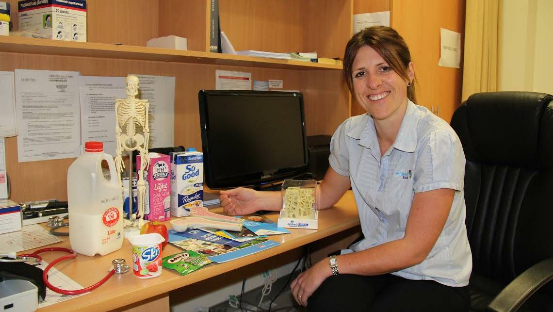 LIFESTYLE CHOICES: Murrumbidgee Medicare Local fracture liaison coordinator Verina Walsh displays some items that assist in reducing the risk of developing osteoporosis.