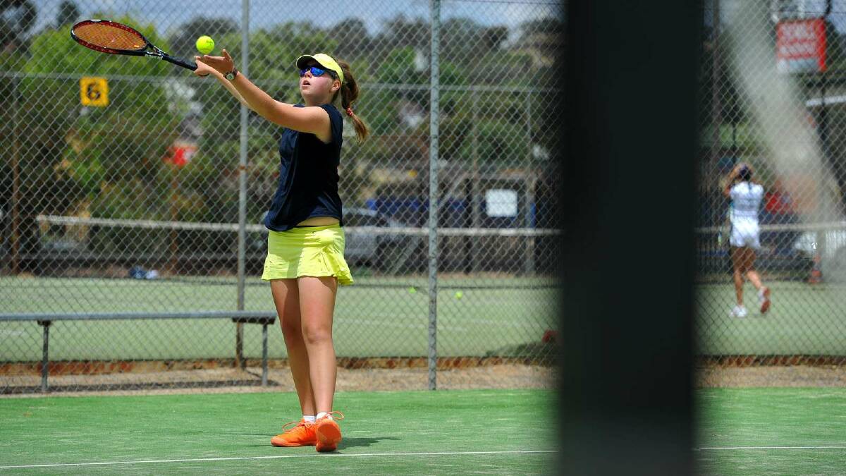 Gabrielle Murphy competes in the Riverina Junior Tennis Open. Picture: Addison Hamilton