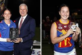 Southern NSW Women's League 2023 rising star Jessica Wendt and player of the year Lucy Anderson were presented with their awards after the grand final. Pictures by Les Smith