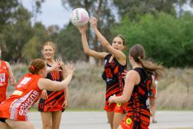 Marrar's Summer Griffiths looks to pass down court during their win over CSU. Picture by Bernard Humphreys