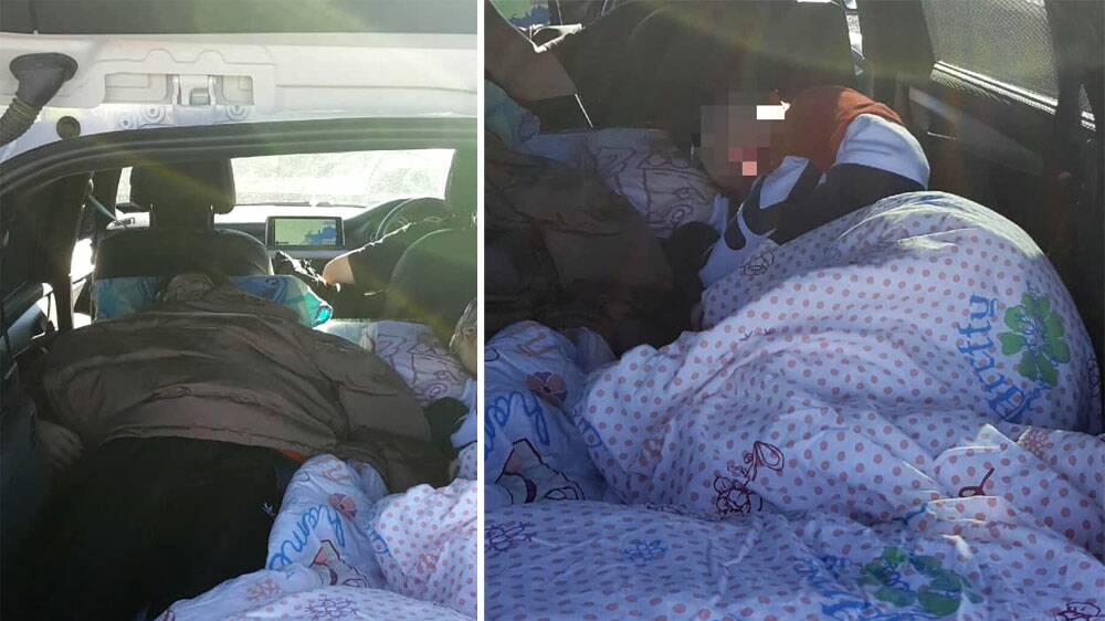 Two teenagers were found fast asleep in the back of a BMW was stopped in Jindabyne on Tuesday. Picture: NSW Police