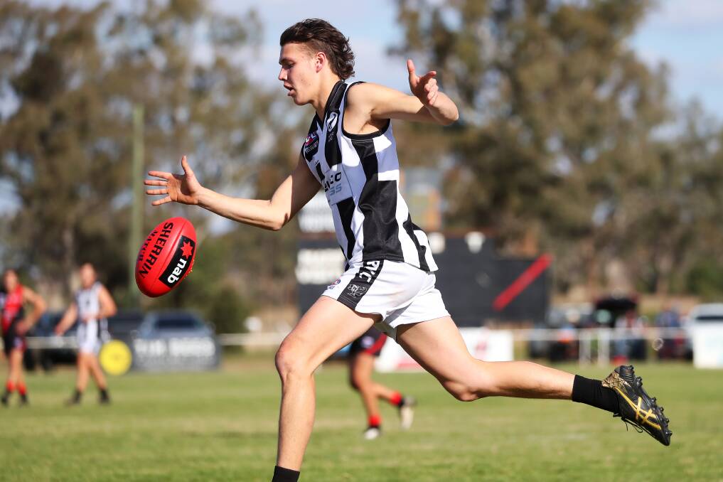 Will Adams in action during the 2021 ANZAC Challenge against Marrar at Langtry Oval. Picture by Emma Hillier
