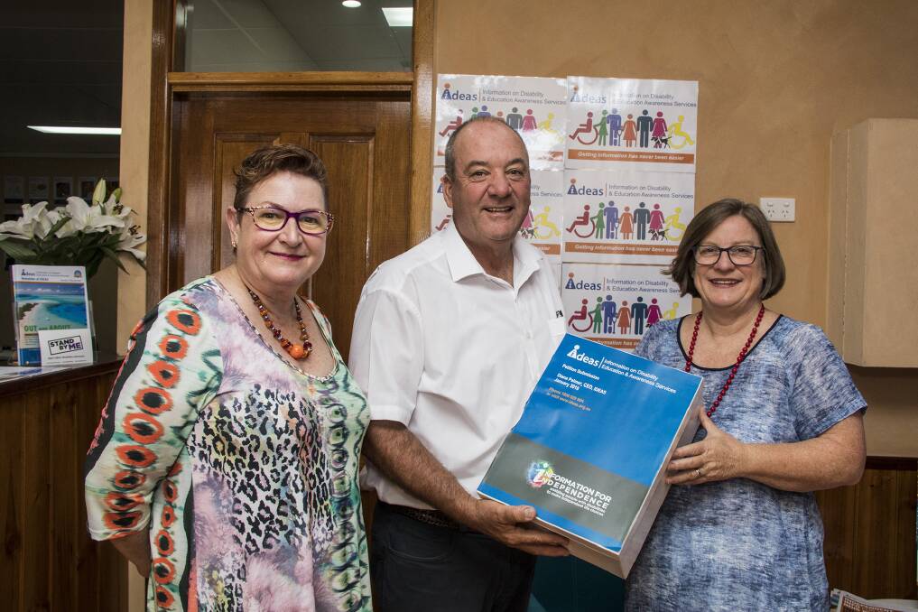 HOLDING OUT HOPE: IDEAS marketing manager Jenelle Becker, Wagga MP Daryl Maguire, and IDEAS CEO Diana Palmer at the presentation of a petition holding more than 2100 signatures. Picture: Supplies