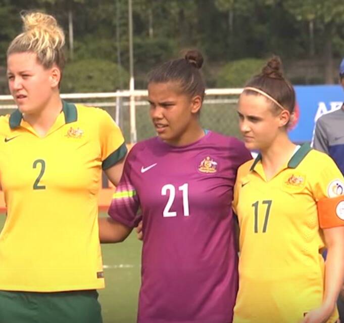 WINNER: Wagga local Jada Mathyssen-Whyman lining up to play her debut match for the Under 19 Matildas in China on Saturday. Picture: TheAFCdotcom