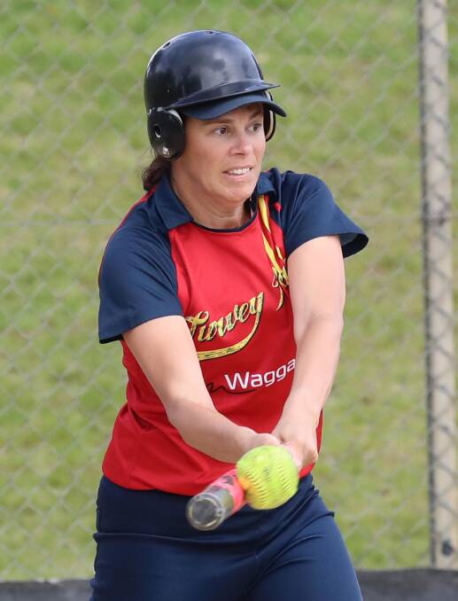 FOCUS: Jane Wadley during the A grade softball Saints v Turvey Park game. Picture: Les Smith