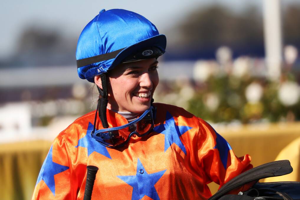 WELL DONE: Jockey Kayla Nisbet is all smiles after winning the William Farrer Hotel Maiden Handicap. Race 3 on Belfast Bella at the weekend. Picture: Emma Hillier