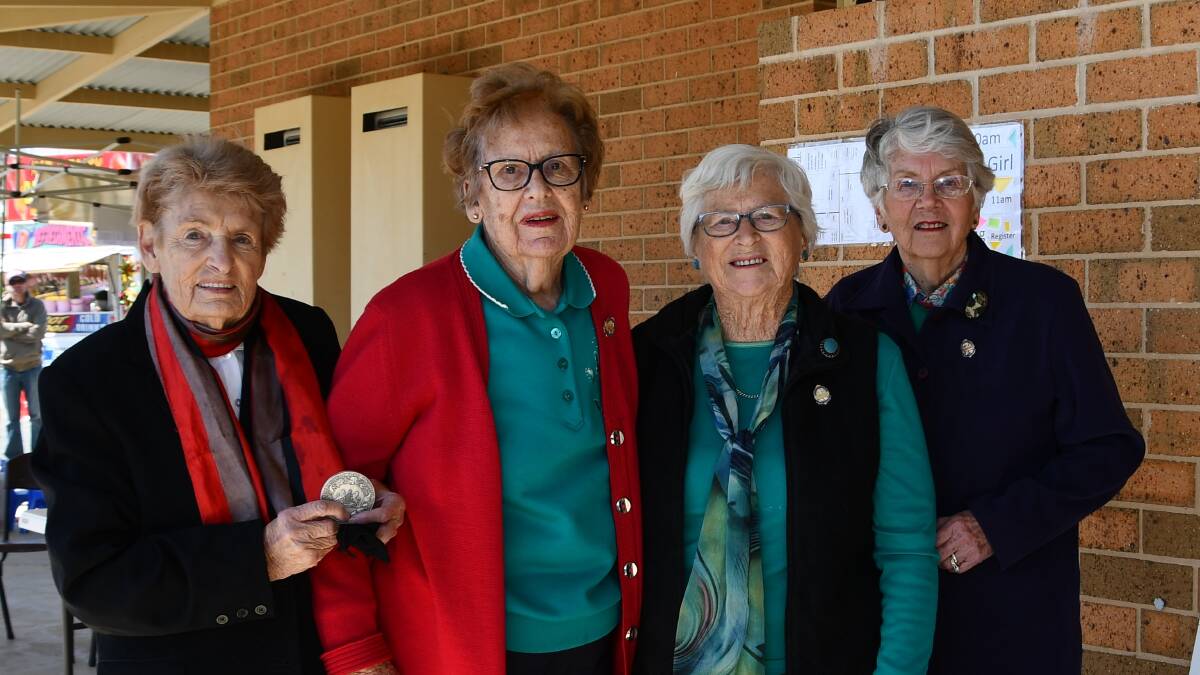 AWARD: Joan Wood received a long service award for her service to the Culcairn Show Society since 1969, while Mavis Gardiner, Joan Pitzen and Shirley Wellington were each given life membership. Picture: Lorri Roden