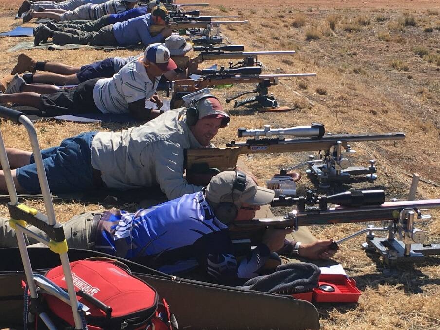 READY, AIM: The Explores Rifle Club members at the NSW F Class Championship at Ungarie. Picture: Contributed