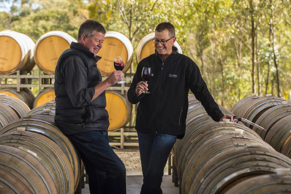 TASTY DROP: Director of Winemaking Tim Adams and winemaker Brett Schutz … crafting easy-drinking wines for the Mr Mick label.

