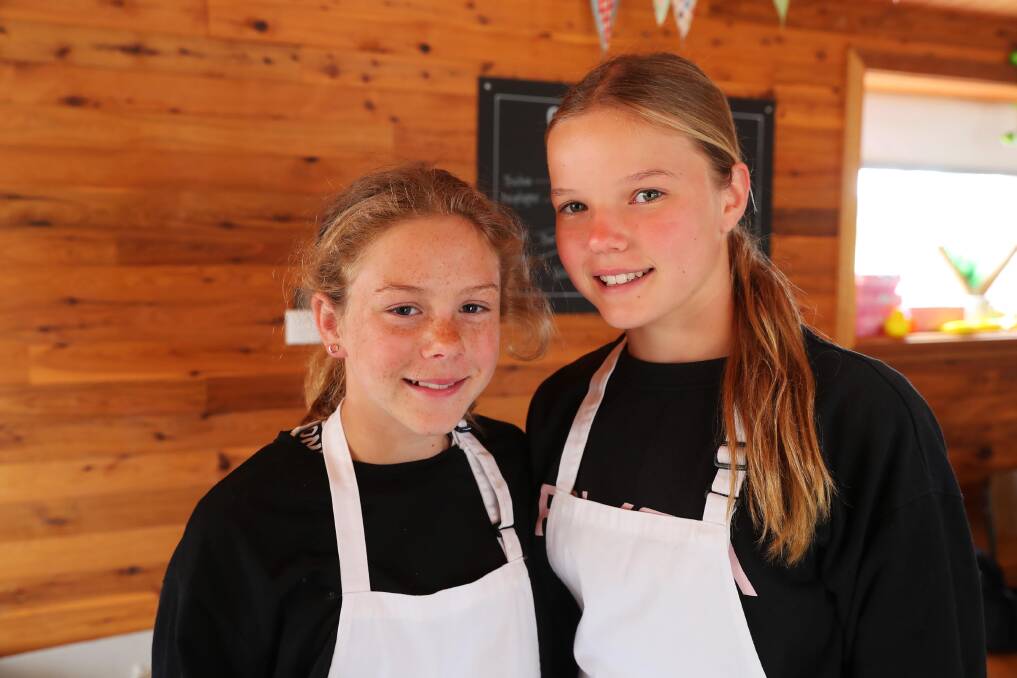 FRIENDSHIP GOALS: Isabel Shaw, 12 and Jaycee Ashcroft, 12, spend time together at Cackleberries by Lashbrook last week. Picture: Emma Hillier