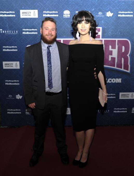 GLAM: Samuel Glover and Simone King at The Merger premiere in Wagga last week. Picture: Chelsea Sutton