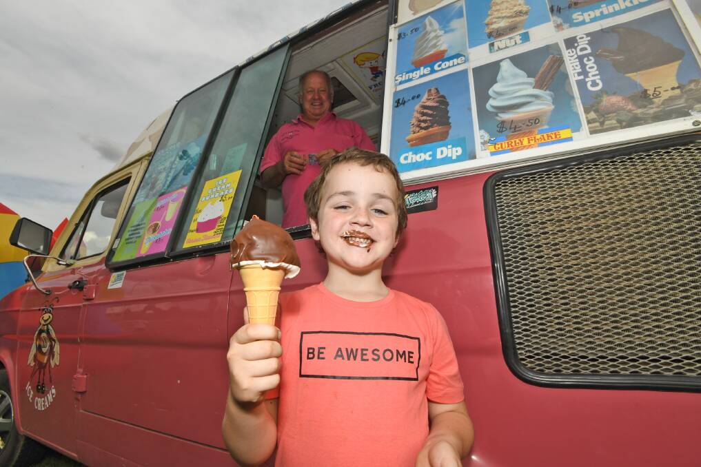I SCREAM, YOU SCREAM: Trevor Skein has made Brax McBeth, 5, one happy boy with an ice-cream at the Pacers Cup last week.