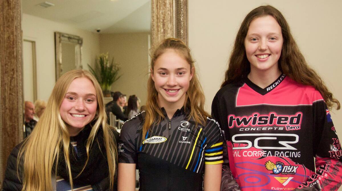 ROLE MODELS: Promising track star Iesha Humber (centre) earns Eureka Cycling Club's junior female scholarship to step up her racing and follow in the footsteps of sister Alaya Humber and BMX racer Shallan Pompe. Picture: Eureka Cycling Club