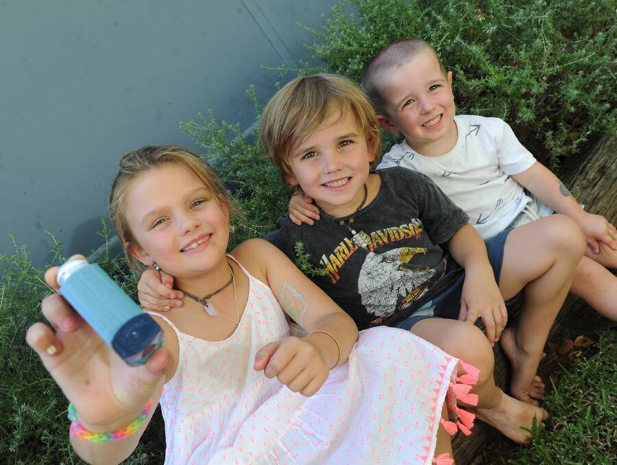 BE PREPARED: Ivy, 8, Fox, 6, and Bowie Traviss, 3, are outgrowing their asthma, but they still have action plans and medication ready at all times. Pictures: Laura Hardwick