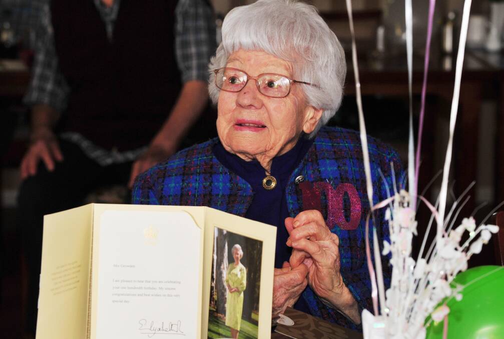 FAREWELL: The late Gladys Growden at her 100th birthday party in 2015. Picture: Kieren L Tilly.