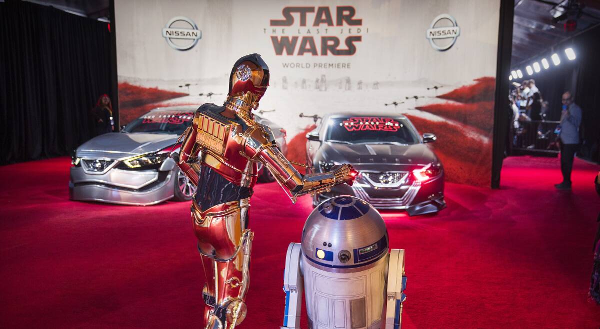 Andy Serkis arrives at the World Premiere of Stars Wars: The Last Jedi where film partner Nissan showcased their interpretation of character vehicles on Saturday, December 9 in Los Angeles. Picture: Colin Young-Wolff/Invision for Nissan/AP Images.