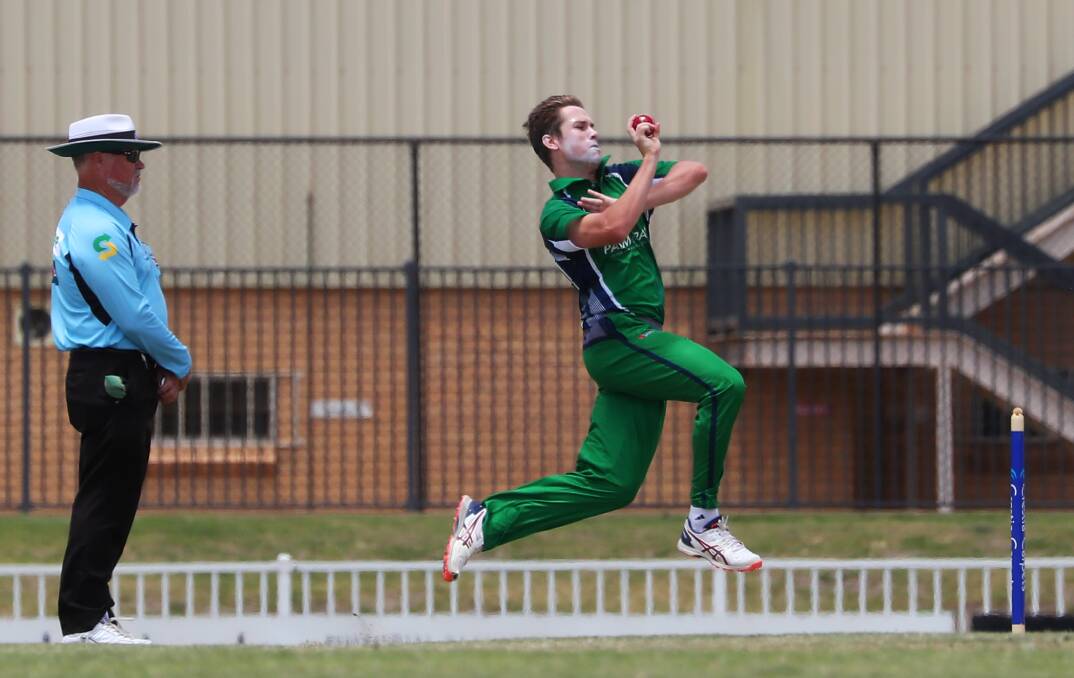 STEAMING IN: Wagga City's Max Harper claimed three wickets against St Michaels on the weekend.