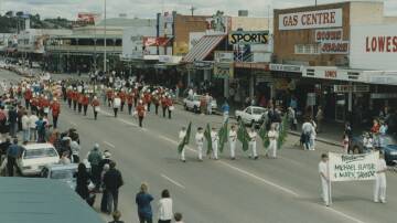 Wagga's Test cricket heroes Mark Taylor and Michael Slater were treated to a civic reception and parade down Baylis Street in 1993. Supplied picture (Wagga City Library)