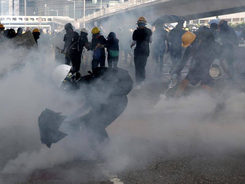 Police have fired tear gas on protesters who have again gathered in the streets of Hong Kong.