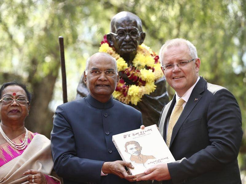 Indian president Ram Nath Kovind has presented a statue of Mahatma Gandhi to Parramatta.