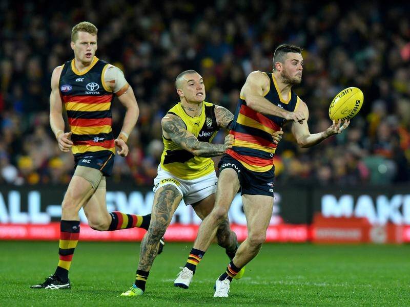 Brad Crouch of the Crows (r) was outstanding in his side's win over Richmond.