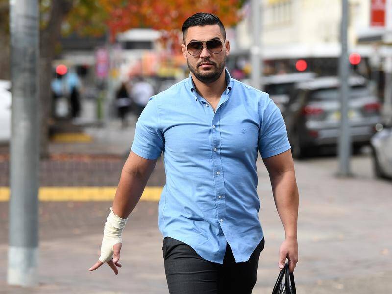 Salim Mehajer has made a late appearance in court wearing a bandage on his right wrist.